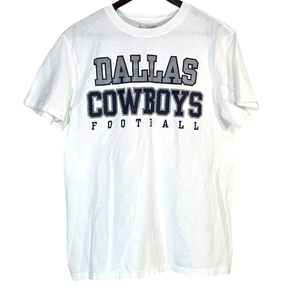 Dallas Cowboys Authentic White Short Sleeve Graphic Logo Crewneck  T Shirt Small